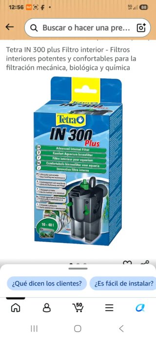 Filtro Interior para Acuario Tetra IN 300 Plus