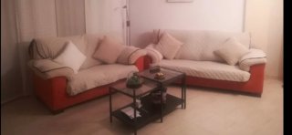Divano a 2 posti beige e arancione