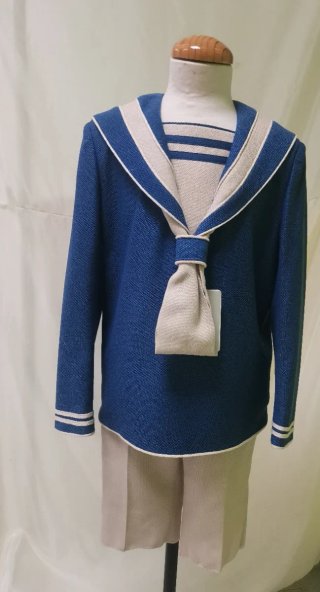 Traje de Comunión Azul y Beige