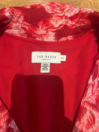 Vestido Ted Baker Rojo Estampado Talla 36