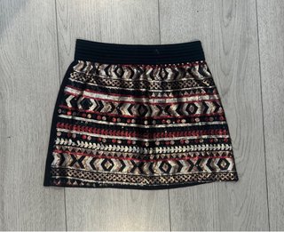 Falda con lentejuelas y estampado geométrico