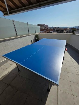 Taula de Ping-Pong amb funda, pales i pilotes