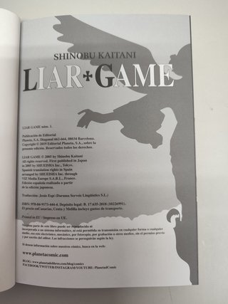 LIAR GAME Shinobu Kaitani 1 Planeta Cómic