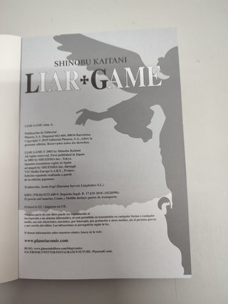 LIAR GAME Shinobu Kaitani 4 Planeta Cómic