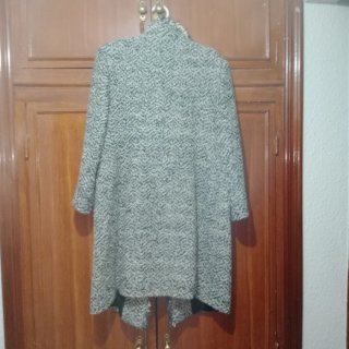 Abrigo lana VINTAGE gris y blanco Talla Única