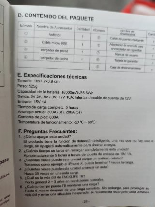 Arrancador de Baterías Tacklife T6