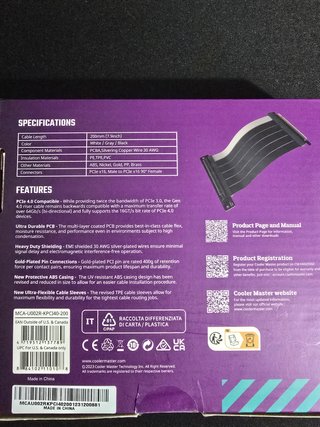 Cooler Master Riser Cable PCIe 4.0 x16 200mm V2