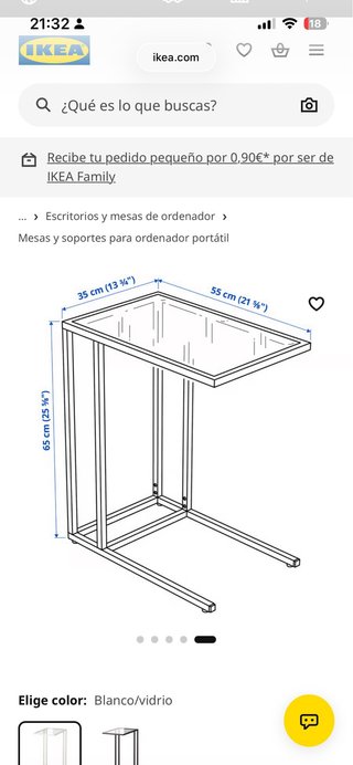 Mesa auxiliar para sofá o cama Ikea