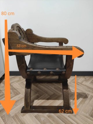 Silla Antigua de Madera y Piel