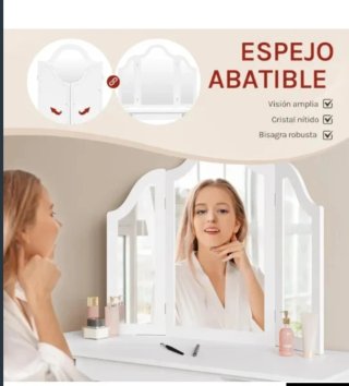 Tocador escritorio blanco con espejo