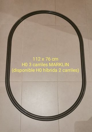 HO Kit Óvalo Vías balasto tren eléctrico 112x76cm