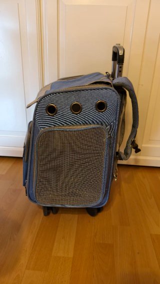 Transportín Perro +10kg Ruedas Azul/Gris