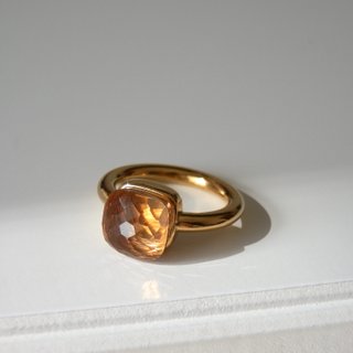 Anillo Ocre Dorado Acero y Oro 18K