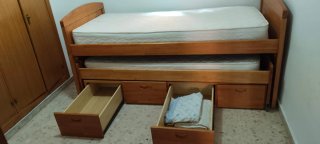 Cama nido de madera con cajones