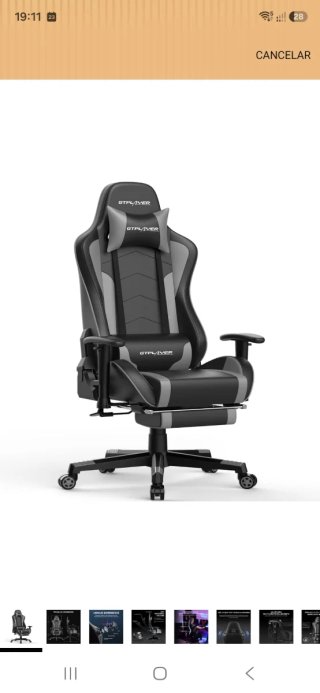 Silla Gaming GTPLAYER Gris y Negra