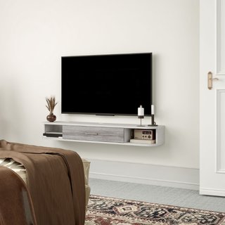 Mobile TV Sospeso in Legno con 2 Ripiani Aperti e