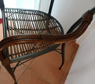 Sillón colonial metal y bambú