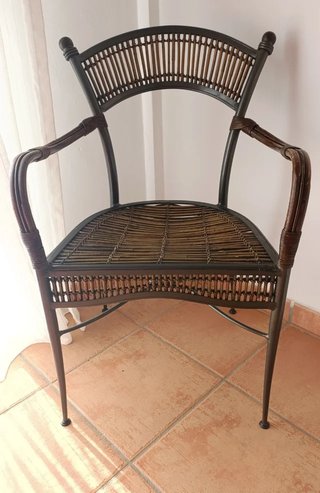 Sillón colonial metal y bambú