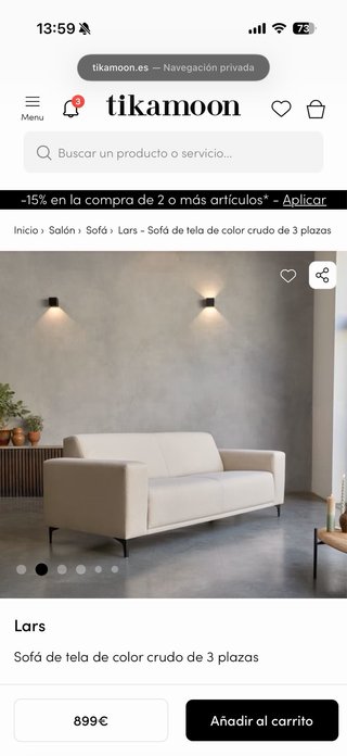 Divano a 2 posti crudo Tikamoon