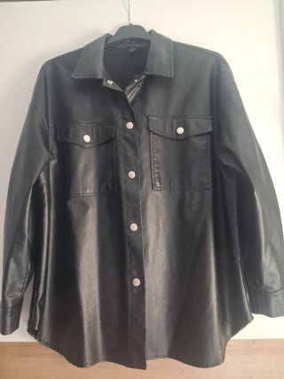 Sobrecamisa de Piel Sintética Negra Talla XL