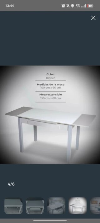 Mesa de cocina extensible blanca y gris