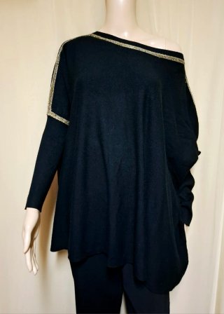 Maglione Zuiki nero con dettagli oro