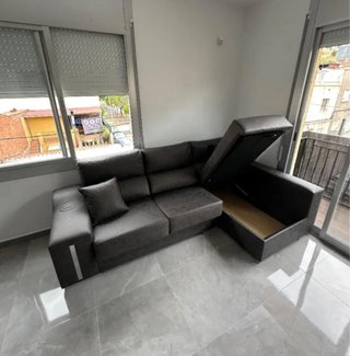Sofá Chaise Longue Gris con Arcón