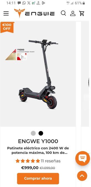 Engwe Y1000 2400W Scooter Eléctrico