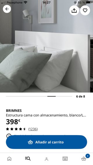 Cama 140cm Ikea Brimnes Base Cabecero y Somier
