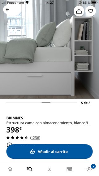 Cama 140cm Ikea Brimnes Base Cabecero y Somier