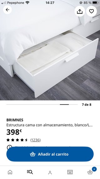 Cama 140cm Ikea Brimnes Base Cabecero y Somier