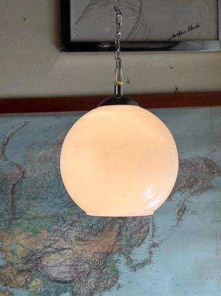 Lampada sospensione vintage vetro opalino bianco
