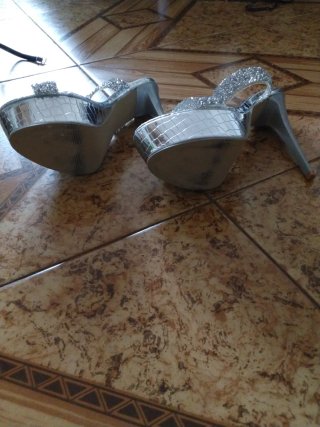 Sandalias Plataforma Plateadas Talla 37
