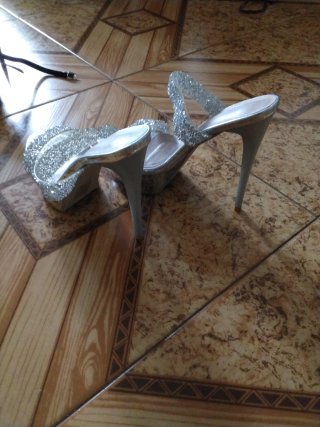 Sandalias Plataforma Plateadas Talla 37