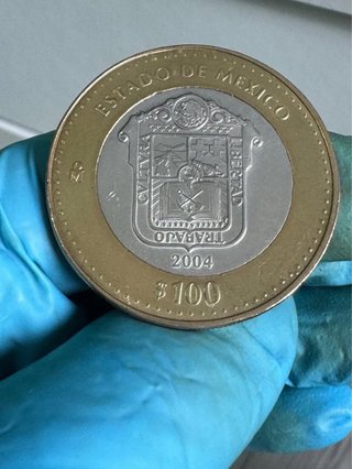 Plata 100 Pesos México 2004 estado de mejico