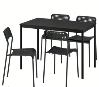 Mesa comedor negra con 4 sillas