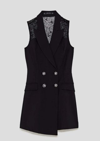 Mono Zara Negro con Detalles de Encaje