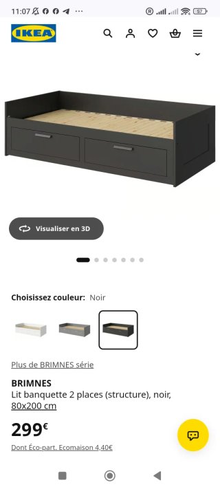 Cama Extensible Brimnes negro con dos Colchones.