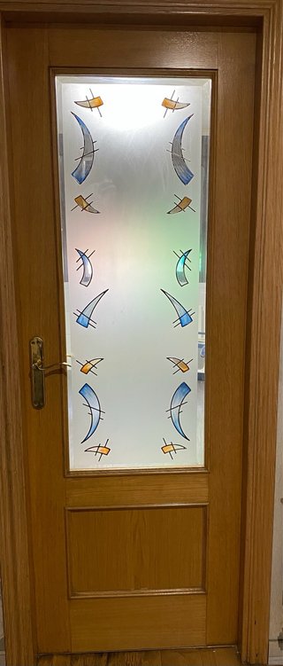 2 Puertas Madera Maciza con Cristal Decirativo