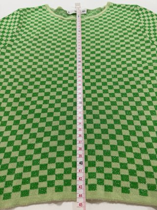 MNG Jersey de cuadros verde con brillo – S
