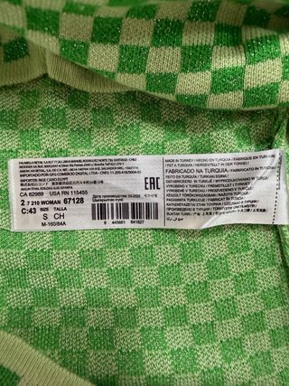 MNG Jersey de cuadros verde con brillo – S