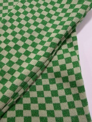 MNG Jersey de cuadros verde con brillo – S