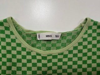 MNG Jersey de cuadros verde con brillo – S
