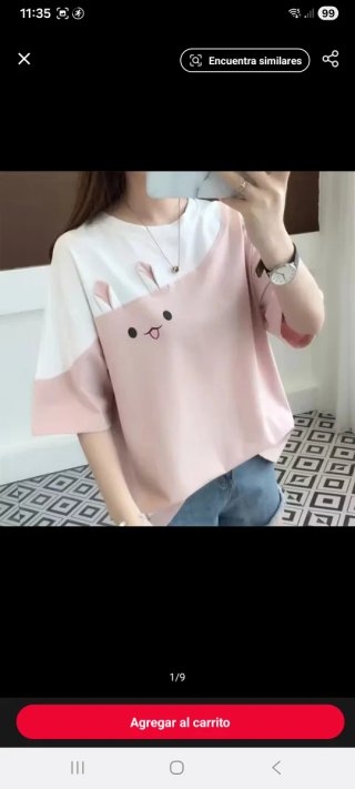 Camiseta conejito rosa y blanco