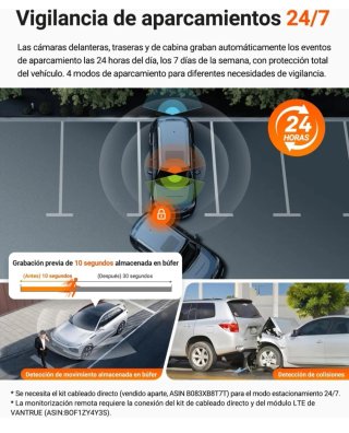 VANTRUE N4 Pro S Dashcam 3 Canales 4K