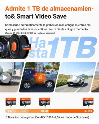 VANTRUE N4 Pro S Dashcam 3 Canales 4K