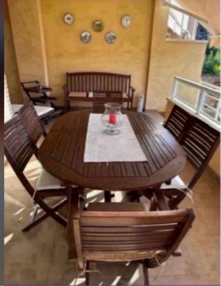 Conjunto de mesa y sillas de teca Carrefour