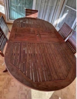 Conjunto de mesa y sillas de teca Carrefour