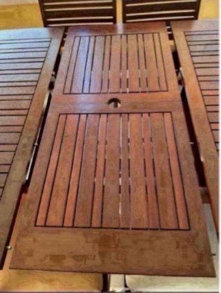Conjunto de mesa y sillas de teca Carrefour