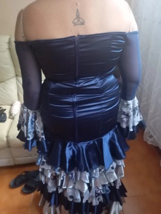 Vestido Flamenca Azul Marino con Mangas